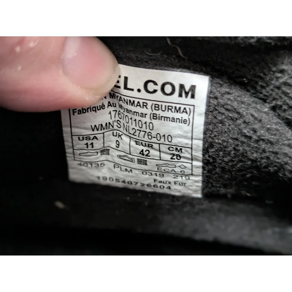Sorel Winter Whitney Boot Fur 11 Black Nylon Quilted Lace Up Bootie Waterproof